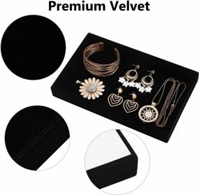 img 2 attached to Empty Ring Earrings Tray Box - VALYRIA Velvet Jewelry Organizer Display (Black)