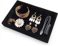 empty ring earrings tray box - valyria velvet jewelry organizer display (black) logo