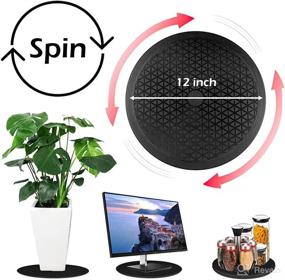 img 2 attached to 🔁 VOLCANOES CLUB 12 Inch Lazy Susan Turntable Organizer - Heavy Duty Rotating Swivel Stand with Steel Ball Bearings for Spice Cabinets, Flat Panel Monitor, TV, Painting, Display, Potted Plants (Black)