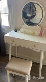img 5 attached to Приготовьтесь стильно: письменный стол Furmax с зеркалом с подсветкой и ящиками для хранения вещей