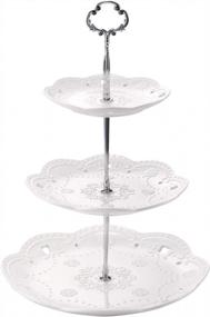 img 4 attached to Elegant 3-Tier Porcelain Cake Stand - Perfect For Tea Parties, Baby Showers & Weddings!