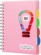 cagie 5 subject notebook with colored tab dividers a5 plastic hardcover spiral bound journal notebook for women 210 pages wide ruled | ideal for note taking, school supplies | 6.2" x 8.2", pink logo