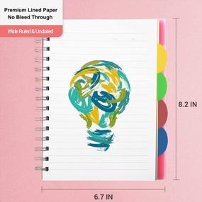 img 1 attached to CAGIE 5 Subject Notebook With Colored Tab Dividers A5 Plastic Hardcover Spiral Bound Journal Notebook For Women 210 Pages Wide Ruled | Ideal For Note Taking, School Supplies | 6.2" X 8.2", Pink