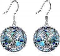 sterling silver abalone shell dangle earrings featuring owl, dragon, wolf, mermaid, and bear designs; perfect jewelry gifts for women, teen girls, moms, friends, and girlfriends logo