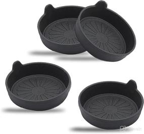 img 4 attached to 🌸 Black Silicone Car Coasters for Cup Holders - Universal Vehicle Cup Coasters, Set of 4 (Flower Design)