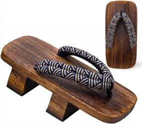 img 2 attached to Аутентичные японские сандалии Geta для мужчин - деревянные сабо с традиционными элементами платформы с двумя зубьями - идеально подходят для пляжа и путешествий