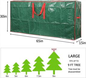 img 1 attached to Сумка для хранения рождественской елки из 2 упаковок - подходит для деревьев высотой до 9 футов с прочными ручками и двойной молнией - водонепроницаемый материал защищает от пыли и влаги (зеленый)