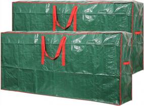 img 4 attached to 2-Pack Christmas Tree Storage Bag - Fits Up To 9Ft Trees With Durable Handles & Dual Zipper - Waterproof Material Protects From Dust, Moisture (Green)
