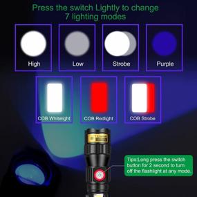img 2 attached to DARKBEAM UV 365Nm Flashlight USB & Magnet Rechargeable Wood'S Lamp LED Ultraviolet Blacklight 1200 Lumens, Red COB Work Light With Clip, Detector For Pet Ringworm Urine Stains, Maintenance, Emergency