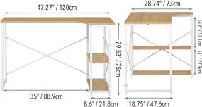 img 2 attached to Spacious L-Shaped Home Office Desk With Storage Shelves - Modern Simple Design, Durable White Metal Frame And Light Natural Wood Top - Ideal For PC Work, Writing And Space Saving