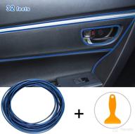 🚗 32 feet car interior moulding trim strips - universal automotive decoration pinstriping filler insert strips for dashboard styling - diy flexible strip garnish accessory with installing tool in blue logo