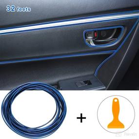 img 4 attached to 🚗 32 Feet Car Interior Moulding Trim Strips - Universal Automotive Decoration Pinstriping Filler Insert Strips for Dashboard Styling - DIY Flexible Strip Garnish Accessory with Installing Tool in Blue