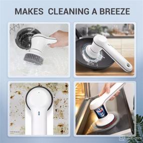 img 2 attached to GTRSENR Electric Spin Scrubber - Portable Cordless Power Scrubber with 2 Speeds & 4 🧼 Replaceable Brush Heads for Bathroom, Shower, Tub, Kitchen Stove, Tile Grout - Handheld Shower Cleaner Brush