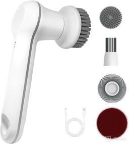 img 4 attached to GTRSENR Electric Spin Scrubber - Portable Cordless Power Scrubber with 2 Speeds & 4 🧼 Replaceable Brush Heads for Bathroom, Shower, Tub, Kitchen Stove, Tile Grout - Handheld Shower Cleaner Brush