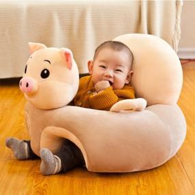 img 4 attached to Soft Plush Baby Support Chair - Safe Infant Sitting Seat With Head And Back Support For Babies 3-24 Months - Learn To Sit Toddler Chair - Cute Piggy Design By AIPINQI