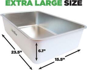 img 3 attached to 🐱 Ohm Earth’s OhmBox - Stainless Steel Cat Litter Box, Extra Large (23.5” x 15.5” x 6.1”) | Odor/Stain/Rust-Resistant, Non-Stick Surface | Easy to Clean + Non-Slip Rubber Feet | Qty 1 White