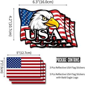 img 3 attached to Yeapop 6 Pcs Of Reflective American Flag Stickers And US Flag With Bald Eagle Decals