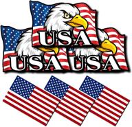 yeapop 6 pcs of reflective american flag stickers and us flag with bald eagle decals логотип