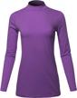 versatile and chic: women's soft cotton mock neck tops with long sleeves logo