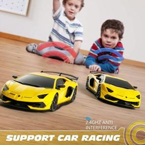 img 1 attached to Tecnock Lamborghini Aventador SVJ RC Car - 1:24 Scale Drift Race Toy For Kids, Boys & Girls (Yellow)