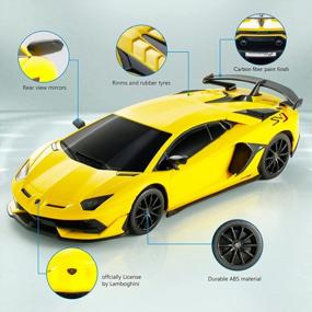 img 3 attached to Tecnock Lamborghini Aventador SVJ RC Car - 1:24 Scale Drift Race Toy For Kids, Boys & Girls (Yellow)