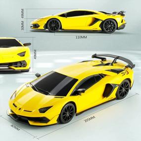 img 2 attached to Tecnock Lamborghini Aventador SVJ RC Car - 1:24 Scale Drift Race Toy для детей, мальчиков и девочек (желтый)