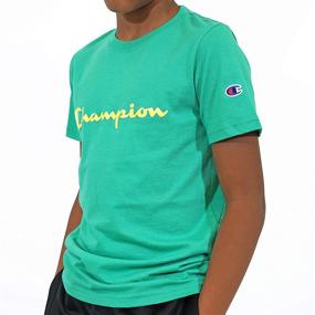 img 1 attached to Champion Scarlet Boys' Clothing: Vertical Logo Print T Shirt – Tops, Tees & Shirts