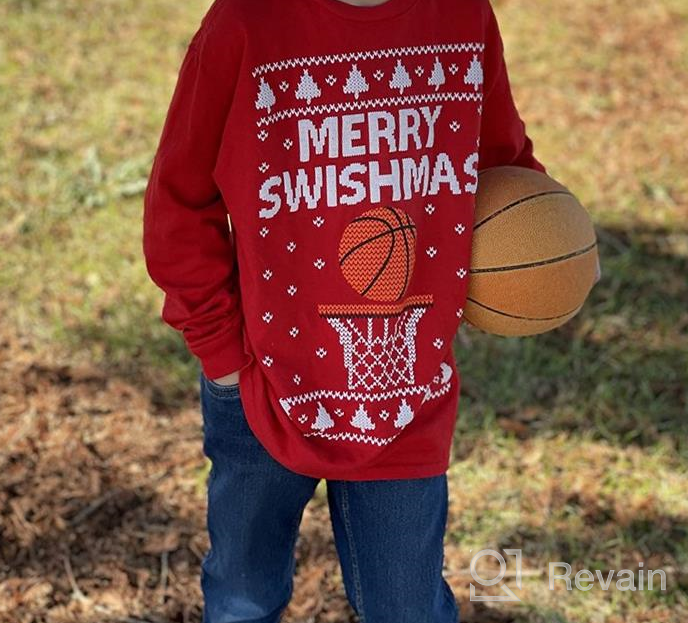 img 1 attached to Tstars Merry Swishmas Basketball Sweatshirt: Festive Ugly Christmas Shirt for Youth & Kids review by Shah Nelson