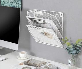 img 1 attached to White 3 Tier Wall Mount File Rack Folders, TQVAI Chicken Wire Wall Hanging File Holder