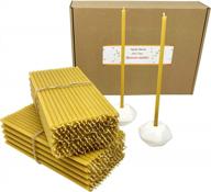 300 all natural décor 100% pure beeswax taper candles – bulk, tall (8 in), unscented, dripless, smokeless, slow burning, non toxic, honey scent - for home, dinner, cake, prayer, hanukkah, christmas logo