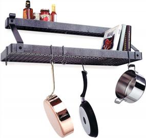 img 2 attached to Organize Your Kitchen With Enclume Premier Deep Bookshelf Wall Pot Rack - Hammered Steel