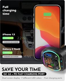 img 2 attached to 🚗 Car Bluetooth FM Transmitter with 2 USB Ports (18W QC3.0, Pen Drive), Type-C PD 18W, TF Card, Hands-Free Calls, Siri & Google Assistant, MP3 Player for Cars