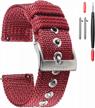 sturdy nylon weaved watch strap: quick release replacement band for classic men's and women's watches in sizes 18mm, 20mm, 22mm, and 24mm logo