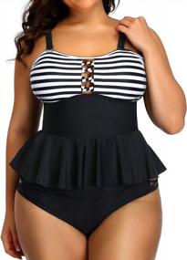 img 1 attached to Yonique Peplum Tankini Plus Size Swimsuits For Women With Tummy Control And High Waisted Swimwear In Two Pieces