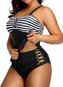 img 2 attached to Yonique Peplum Tankini Plus Size Swimsuits For Women With Tummy Control And High Waisted Swimwear In Two Pieces