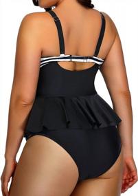 img 3 attached to Yonique Peplum Tankini Plus Size Swimsuits For Women With Tummy Control And High Waisted Swimwear In Two Pieces