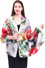 img 3 attached to Women'S Lightweight Silky Floral Pashmina Shawl Wraps Scarf - 2 Tones Shawls And Wraps Scarves