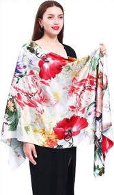 img 2 attached to Women'S Lightweight Silky Floral Pashmina Shawl Wraps Scarf - 2 Tones Shawls And Wraps Scarves