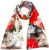 women's lightweight silky floral pashmina shawl wraps scarf - 2 tones shawls and wraps scarves logo