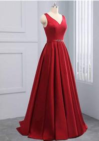 img 2 attached to Satin A-Line Prom Dress With Beaded V-Neckline And Pockets - Perfect For Special Occasions And Formal Evenings