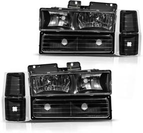 img 4 attached to 🚗 DWVO Black Crystal Headlight Assembly for Chevy C/K Series 1500 2500 3500/Tahoe/Suburban/Silverado 1992-1999 - Headlamp with Corner & Bumper Light Compatibility