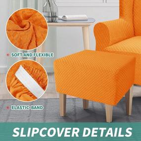 img 1 attached to YEMYHOM Ottoman Cover Latest Jacquard Design High Stretch Folding Storage Footstool Protector Rectangle Removable Slipcover (Ottoman Small, Orange)