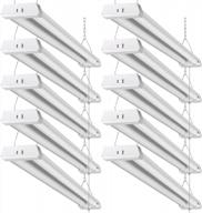 10 pack 4ft led shop light for garages, 42w 4800lm 5000k daylight white led shop lights, led ceiling light with pull chain (on/off), linear worklight fixture with plug logo