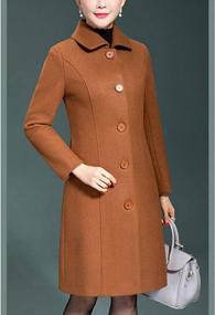 img 2 attached to Women'S Wool Trench Coat Winter Long Thick Overcoat Walker Jacket
