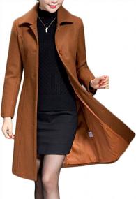 img 4 attached to Women'S Wool Trench Coat Winter Long Thick Overcoat Walker Jacket
