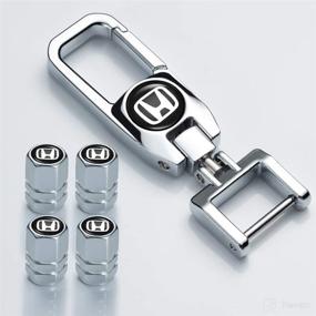 img 1 attached to Car Keychain Metal Car Wheel Tire Valve Cap Logo Styling Stem Cover Compatible With Honda CR-V CRV Pilot EX EX-L Series Car Tire Car Key Ring Car Accessories（Silver）