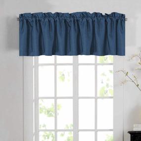 img 4 attached to Thick Navy Linen Textured Blackout Curtain Valance For Kitchen, Bathroom, Laundry - Privacy Window Valance With Rod Pocket - Casual Living Room Curtain - 52X18 Inch (1 Panel) By H.VERSAILTEX