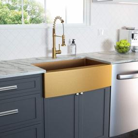 img 2 attached to Matte Gold 33-Inch Single Bowl Farmhouse Kitchen Sink - Lordear Apron Front Design With Deep 16 Gauge Stainless Steel Basin