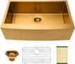 matte gold 33-inch single bowl farmhouse kitchen sink - lordear apron front design with deep 16 gauge stainless steel basin logo