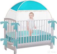 👶 emerald baby crib tent cover - pop-up safety crib net canopy for boys, girls, toddlers - mesh mosquito net for crib, baby bed - height extender to keep infant in logo
